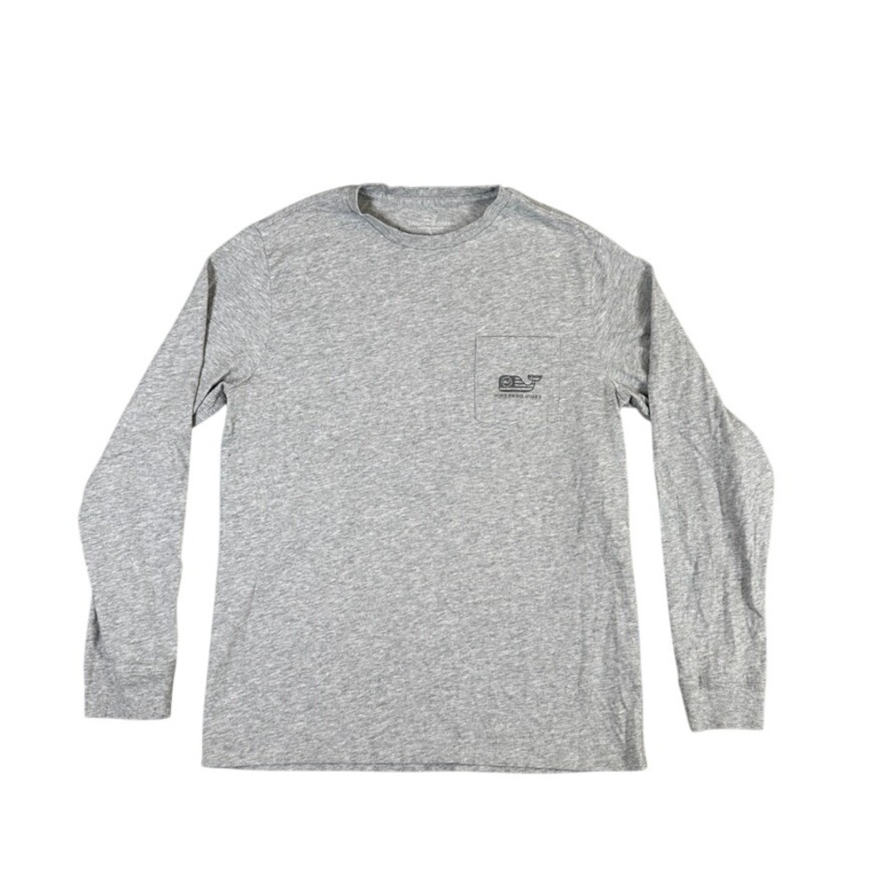Vineyard Vines Boys L 16 Gray Long Sleeve Whale Pocket Graphic T-Shirt 3V013749